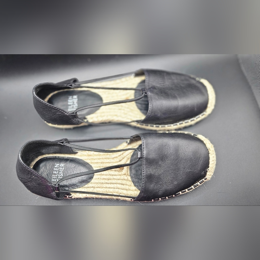 Eileen Fisher Black Espadrilles with Jute Sole